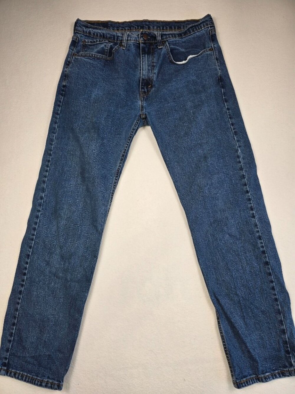 Levis Mens 505 Regular Fit Jeans W34 L32 Blue Denim 5-Pocket